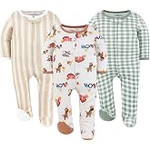 The Peanutshell 3pk Footed Sleepers - Baby Boy Clothes Newborn, 0-3, 3-6, 6-9 Months Footies, Baby Boy Gifts - Cozy Farm