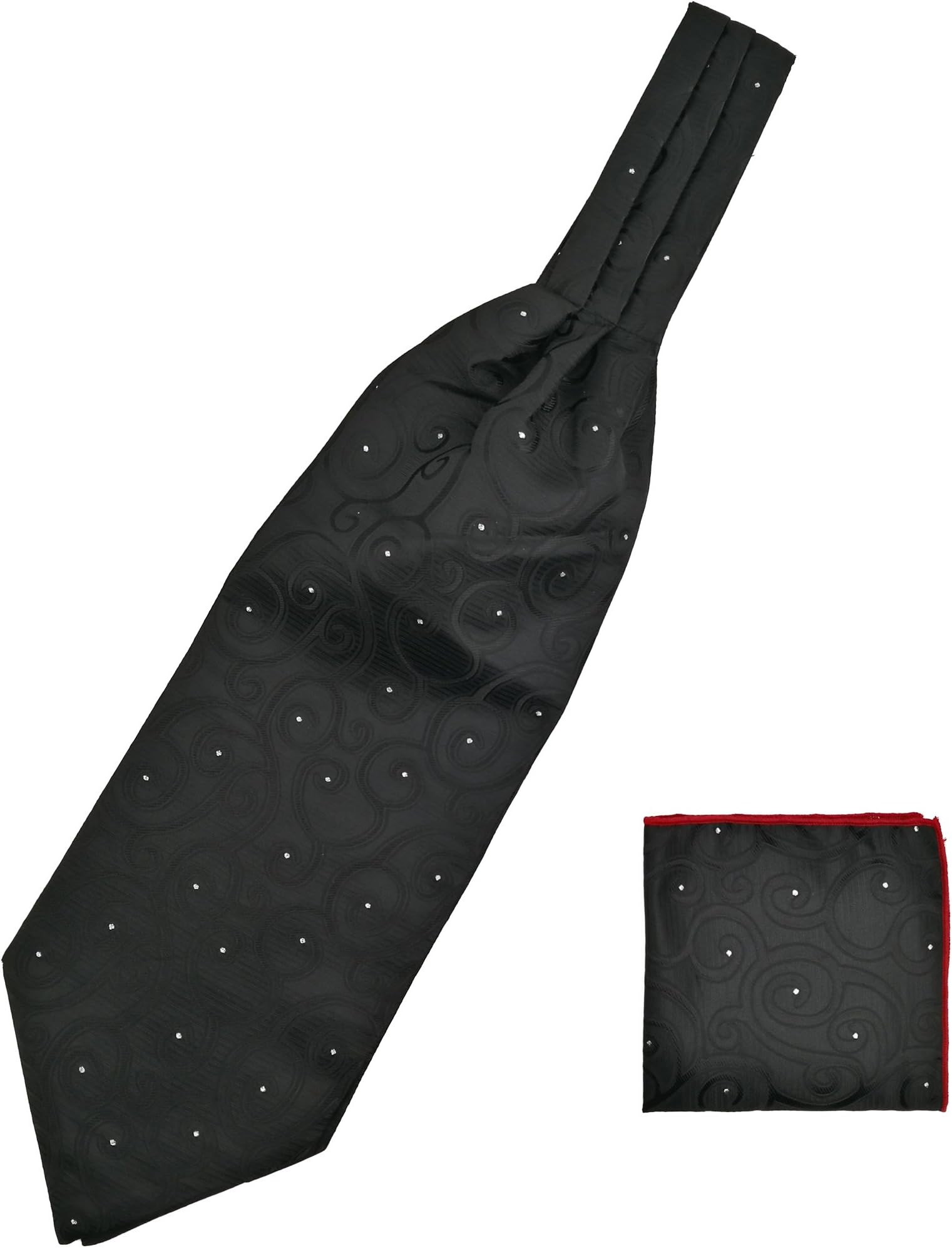 Men's Retro Ascot Tie & Pocket Squares 2 in 1 Sets, Ascot Necktie Cravat Chic and Warm for Gentleman
