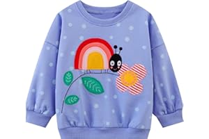 HILEELANG Toddler Girl Sweatshirts Cotton Casual Crew Neck Long Sleeve Tops Pullover Sweater Shirt