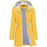 TCOT Rain Jacket Women Lined Raincoat Waterproof Windbreaker Jackets Hooded Raincoats Long Trench Coat