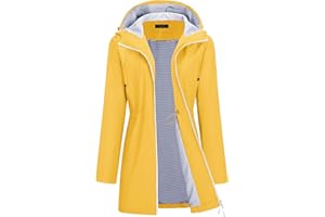 TCOT Rain Jacket Women Lined Raincoat Waterproof Windbreaker Jackets Hooded Raincoats Long Trench Coat