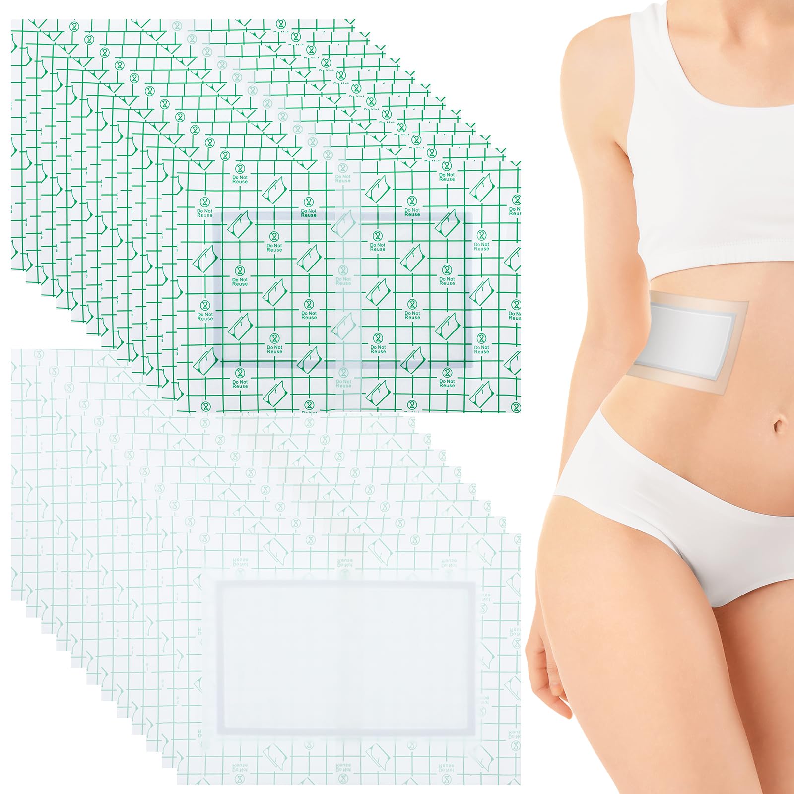 Photo 1 of 20Pcs Highly Absorbent Self-Adhesive Organic Cotton Patches Belly Button, Castor Oil Patches in Belly Button, Soft PU Film Clear No Wash, Easy to Use, Anti-Seepage(Oil Not Included)