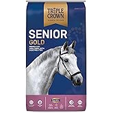 Triple Crown Senior Gold Premium Horse Feed, EquiMix Superior Nutrition, Textured Equine Senior Horse Food, Weight Gain for Mature &amp; Performance Horses, 50 lbs