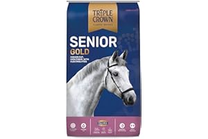 Triple Crown Senior Gold Premium Horse Feed, EquiMix Superior Nutrition, Textured Equine Senior Horse Food, Weight Gain for Mature & Performance Horses, 50 lbs