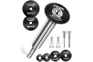 ALLMAKE Cutting Wheel for Drill, Rotary Tool Cutting Discs with 6pcs Steel Saw Blades, 1pc 1/4" Hex Shank, 1/8" Round Shank, 1/4" Round Shank, Power Rotary Tool Accessories for Cutting Wood Plastic Soft Metal