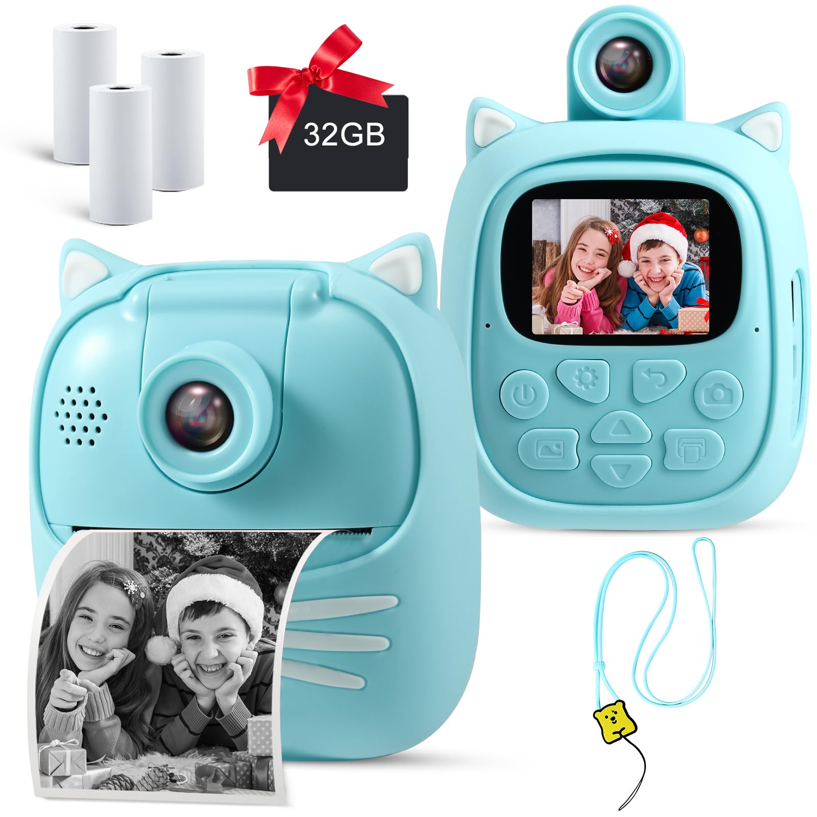 Photo 1 of MINIBEAR Instant Print Camera for Kids Camera for Girls 50MP Kids Digital Camera, Toddler Camera Travel Essential Toys Christmas Birthday Gifts for 3 4 5 6 7 8 9 Year Old Girls and Boys, Blue