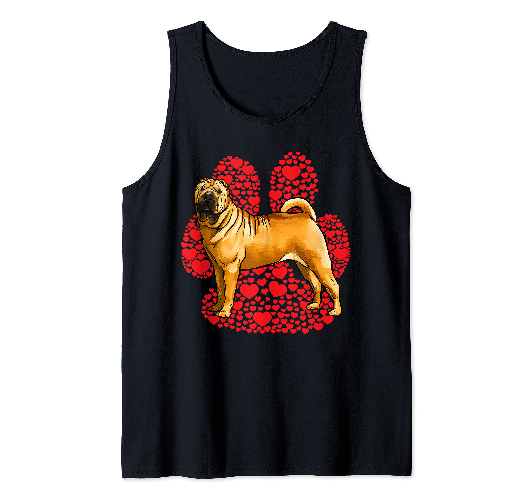 Chinese Shar-Pei Valentines Day Dog Love Paw Tank Top