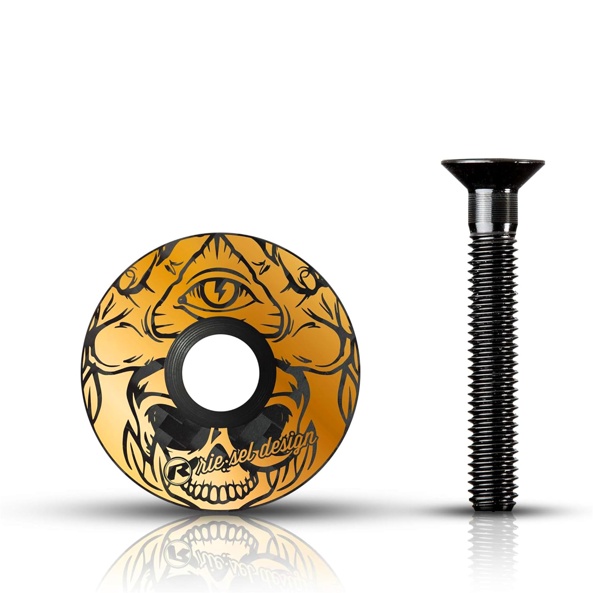 Riesel Design - STEM Cap – Top of the Range Carbon Bike Steering Cap + Anodised Aluminium Screw – 6 g Size 1 1/8 Inch – Illuminati