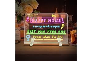 LED Note Board with Colors,Acrylic Dry Erase Board with Light,11.8"X7.9" Rewritable Glowing Graffiti Message Boards，Comes with 8 Colored markersSuitable,for Room/Shop/Office/Festival/Gifts by SOON GO