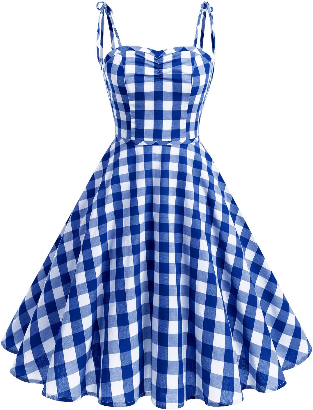 Wedtrend Women's Vintage Polka Audrey Dress 1950s Retro Plaids Cocktail Dress WTP10006RoyalBlueS