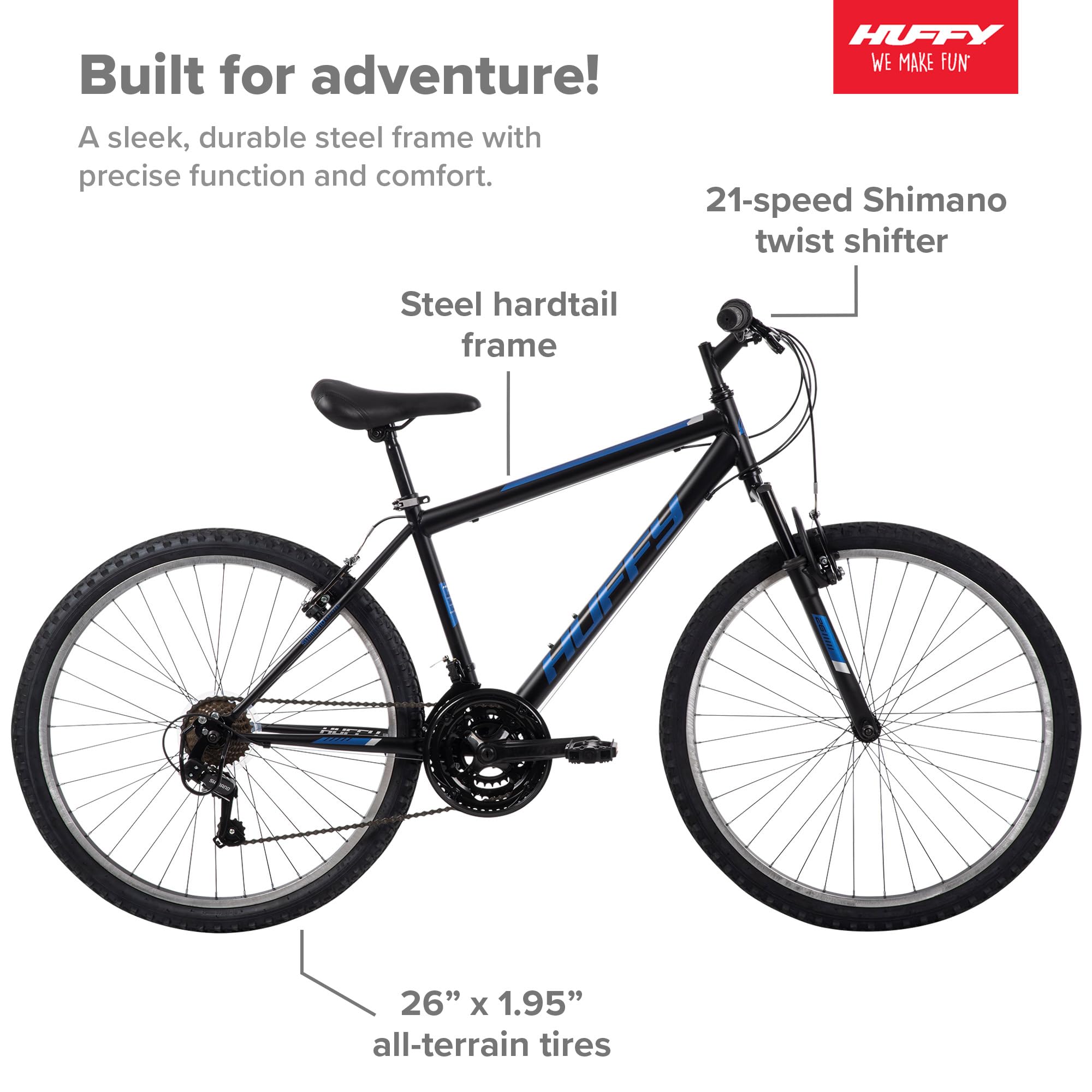 Huffy Stone Mountain 24-inch Mountain Bike For Teens | 21-Speed, Front Suspension, Lightweight, Gloss Red