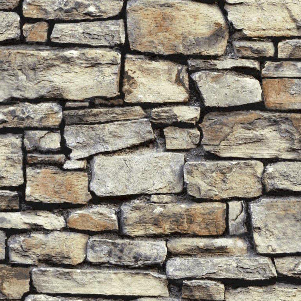 Arthouse Wallpaper Cornish Stone Photographic Effect Realistic 3D Rustic Brick for Living Spaces & Feature Walls, Kitchen Bedroom Hallway Dining Room 10.05m x 0.53m Roll 668901 — image 1