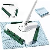 Small Mini Snap Grip Clamp Triangular Dust Mop, One-Click Cloth Change | Disposable Sweeper Mop Compatible with Swiffer Pads, Includes 2 Reusable Cloths for Hardwood, Tile &amp; Small Space Cleaning