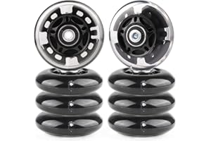 Gladeer Inline Skate Wheels Light Up 85A Indoor Outdoor Replacement Wheels with ABEC-7 Bearings for Kids & Children Beginner Inline Skates, Pack of 8 (Black, 72mm)