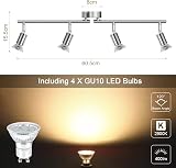 Defurhome Rotatable 4 Way LED Ceiling Spotlight Kit White Chrome 4x4W GU10 Bulbs view 7