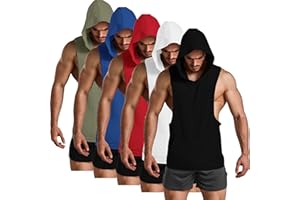 GYM REVOLUTION Men's Workout Sleeveless Shirts Muscle Hooded Tank Gym Fitness Quick Dry Sleeveless Hoodies