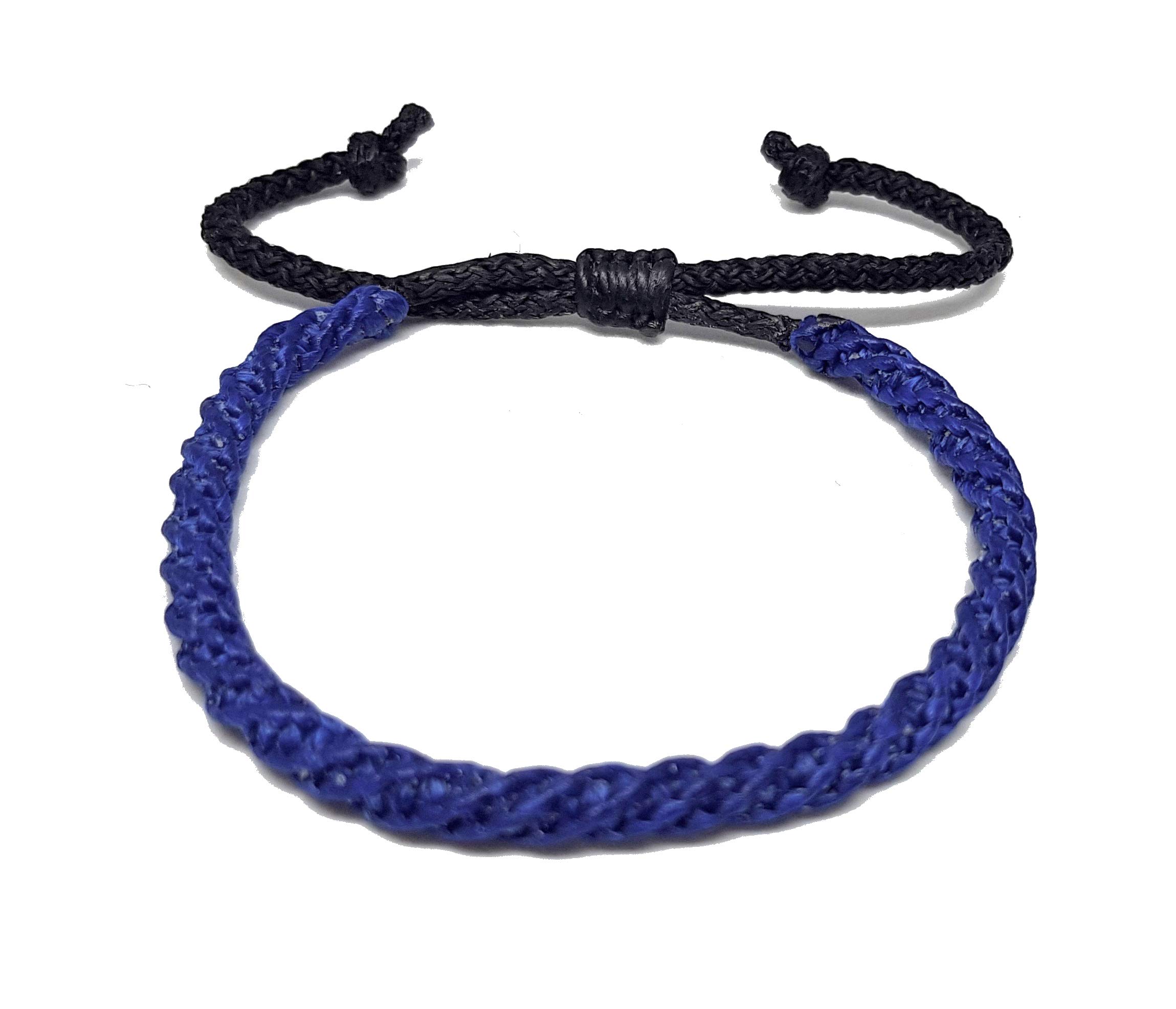 Origin Siam Handmade Thai Buddhist Wristband | Unisex Tight Weave Slim Bracelet | Karma Luck Love Friendship | Yoga Meditation Gift (Royal Blue (Sliding Knot))