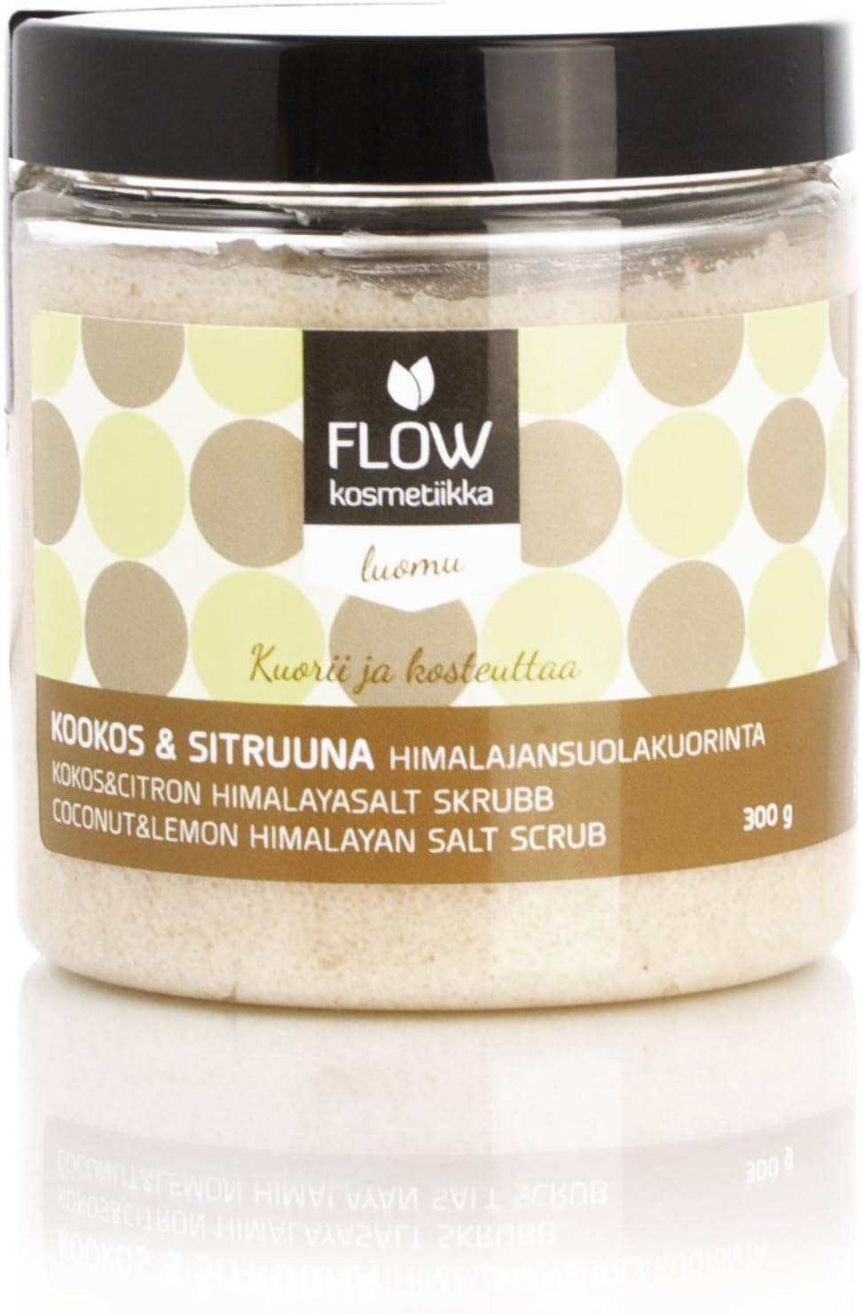 Flow Cosmetics Coconut & Lemon Himalayan Salt Scrub | All Natural Formula With Organic Oils | Moisturising Body Scrub | Preservative Free | Aromatherapeutic Body Scrub