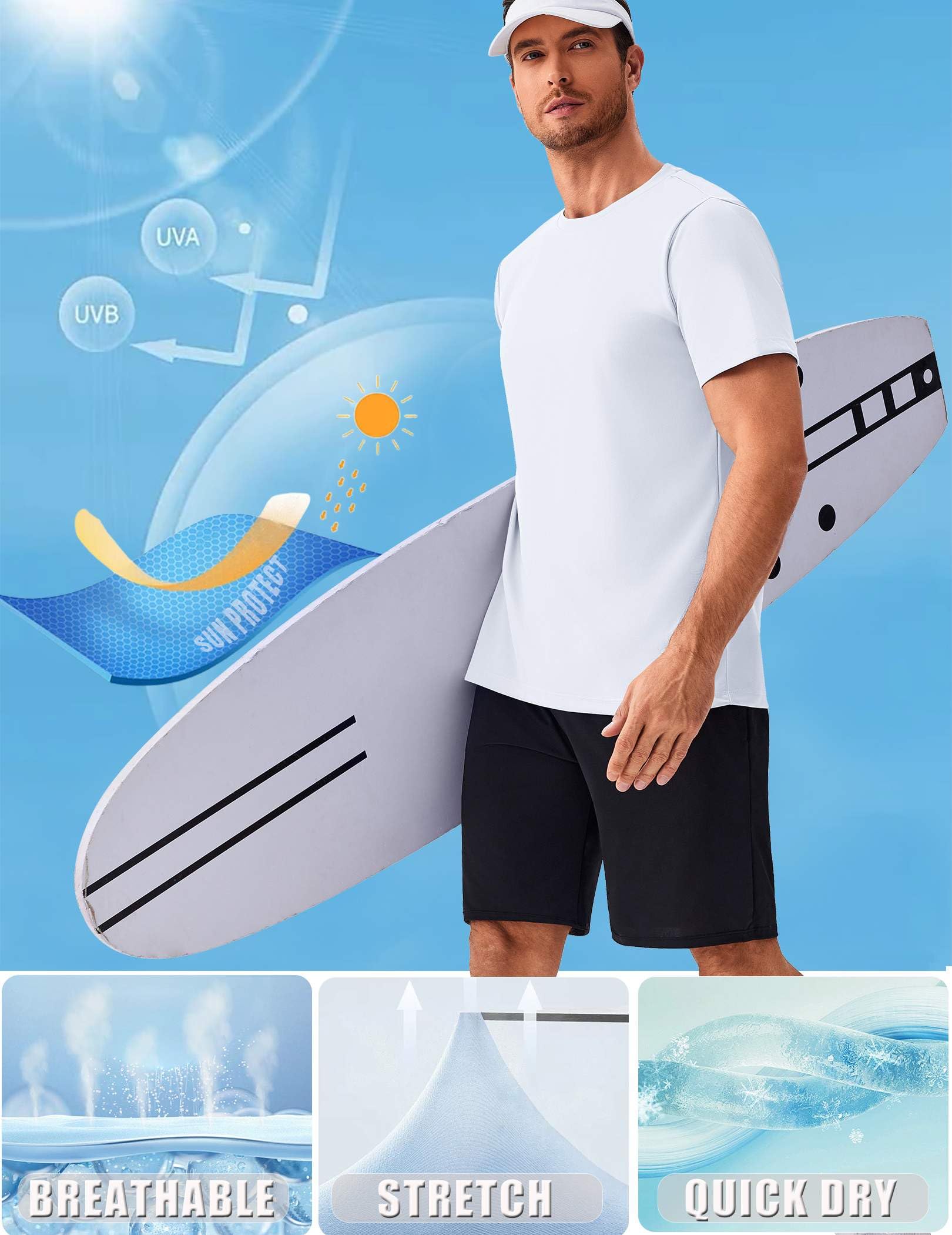 PINSPARK Men's 3 Pack Workout Shirts Quick Dry Moisture Wicking Crewneck Tee Shirt Mesh Athletic T-Shirts