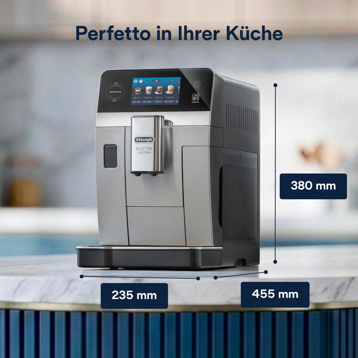 De'Longhi Eletta Ultra Kaffeevollautomat NEU - LatteCrema Milchsystem, 50+ heiße & kalte Getränke, besonders leise, intuitives Farb-Touchdisplay, einfache Reinigung, Metallgehäuse (ECAM472.85.MB) 9