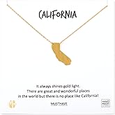 MUSTHAVE California 18K Gold Plated Necklace With Message Card, Yellow Gold Color, Anchor Chain, Best Gift Necklace, Size 16 inch + 2 inch Extender, Pendant, Gift Card