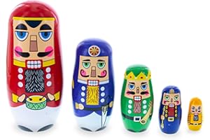 BestPysanky Nutcrackers with Drums, Sword, Trumpet Wooden Nesting Dolls 5.5 Inches