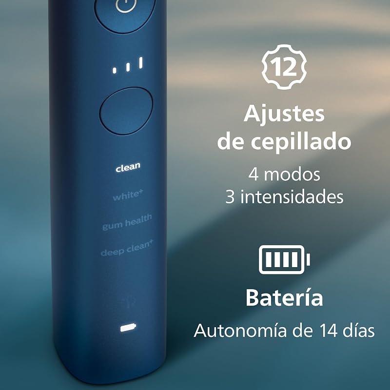 Sonicare DiamondClean 9000, cepillo dental eléctrico, edición especial, cepillo dental sónico con aplicación, sensor de presión, soporte de carga, color aguamarina, modelo HX9911/89