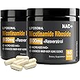 RiRywony Health NAD Supplement - NAD+ with Nicotinamide Riboside (NR) and Resveratrol Quercetin 900mg Pure Organic NAD Plus for Cellular Repair Healthy Aging Brain Function (2 Pack)