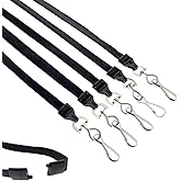 Specialist ID Bulk 25 Pack - Premium Flat Breakaway Lanyards for ID Badges & Badge Holders - 3/8" Wide Woven Safety Lanyard with Metal Swivel Hook for Teachers, Students, Cruise, Office (Black)