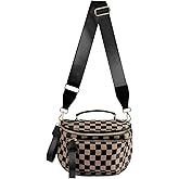 Checkered Crossbody Bag Bum Bag For Women,Spacious Checkered Purse Fanny Packs,Upgraded Version With Carry Handle