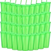 Honeydak 60 Pack Tumbler with Straw and Lid Bulk Cups for Gifts Glitter Plastic Coffee Cups 24-27 oz Reusable Water Bottle Iced Coffee Travel Mug Party Favors for Birthdays Travel (Fluorescent Green)