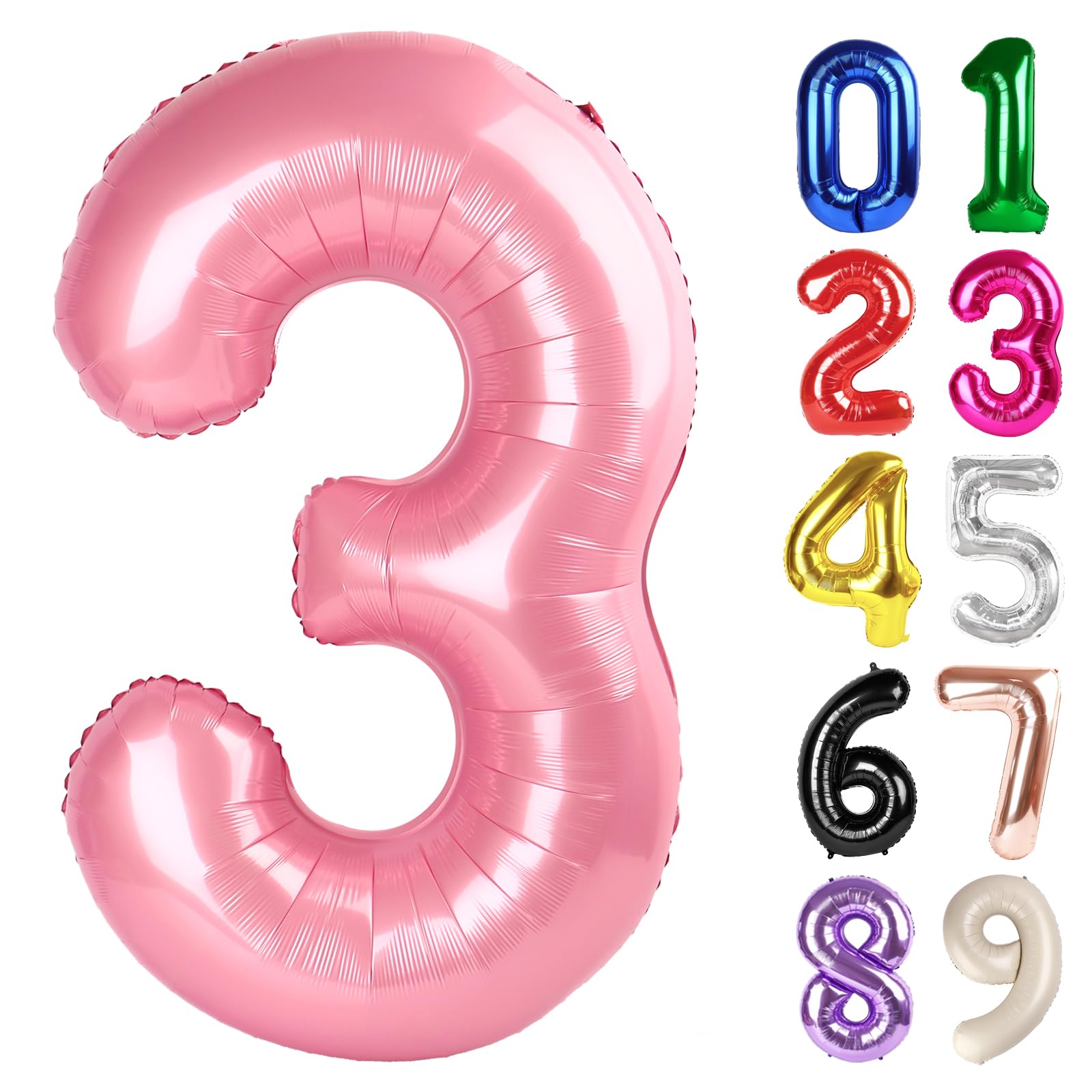 Photo 1 of 3 Balloon - Pearlescent Pink Birthday Number Balloons, 40 Inch Large Foil Balloons for Men Women Boys Girls Pearlescent Pink Themed Birthday Decorations