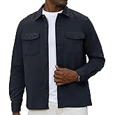 Esabel.C Men's Button Down Lightweight Shirt Jacket Casual Long Sleeve Shacket Wrinkle Free Overshirts With Flap Pockets