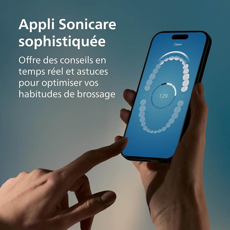 Sonicare DiamondClean Smart 9400 - brosse à dents électrique avec 4 modes de brossage, 3 niveaux d'intensité, capteur de pression, connecté à l’application, noir, modèle HX9918/89