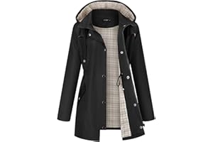 LOMON Women Waterproof Outdoor Hiking Raincoat Women Lined Rain Jacket Lightweight Hooded Jackets Trench Coats