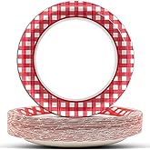 ZOIIWA 48 Pcs Pizza Red and White Plates Checkered Plaid Dessert Plates Red Picnic Party Tableware Barbecue Disposable Paper Tableware Barbecue Birthday Family Dessert Decorations Favors