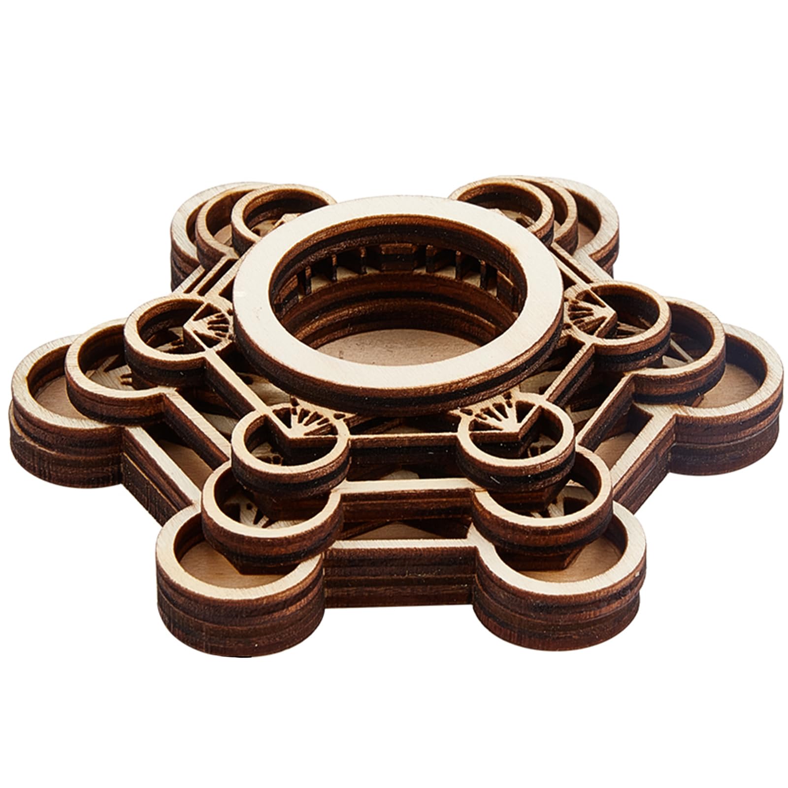 GORGECRAFT 4" Metatron's Cube Crystal Sphere Display Stand Wood Crystal Ball Grid Board Wooden Rack Base Holder Wall Decor Sacred Geometry Meditation Chakra Art Yoga Spiritual Gifts(Hexagon)