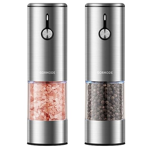 Large Capacity Rechargeable Electric Salt and Pepper Grinder Set -USB Charging Port with Sliding Dust Cover; Automatic Salt and Pepper Mill Grinder With LED Light-6 Adjustable Grinding Modes