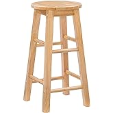 Linon Natural Barstool with Round Seat, 24-Inch