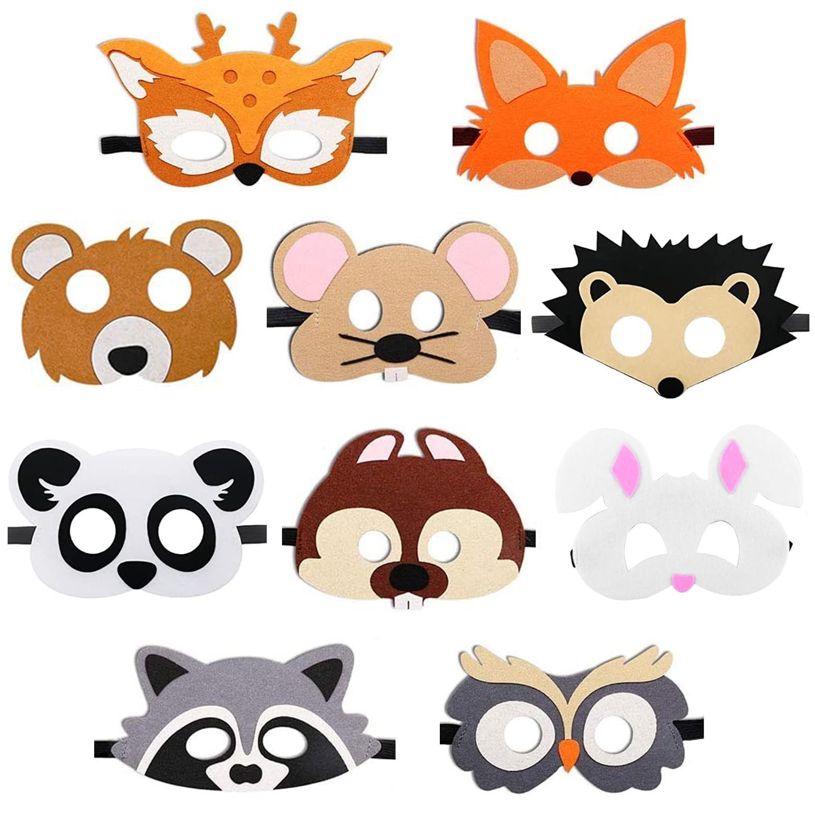 mellystore Animal Masks for Kids 10pcs Animal Felt Masks Jungle Party Masks Childrens Animal Masks Paw Patrol Masks for Birthday Parties Masquerade Halloween Dress Up Party Supplies