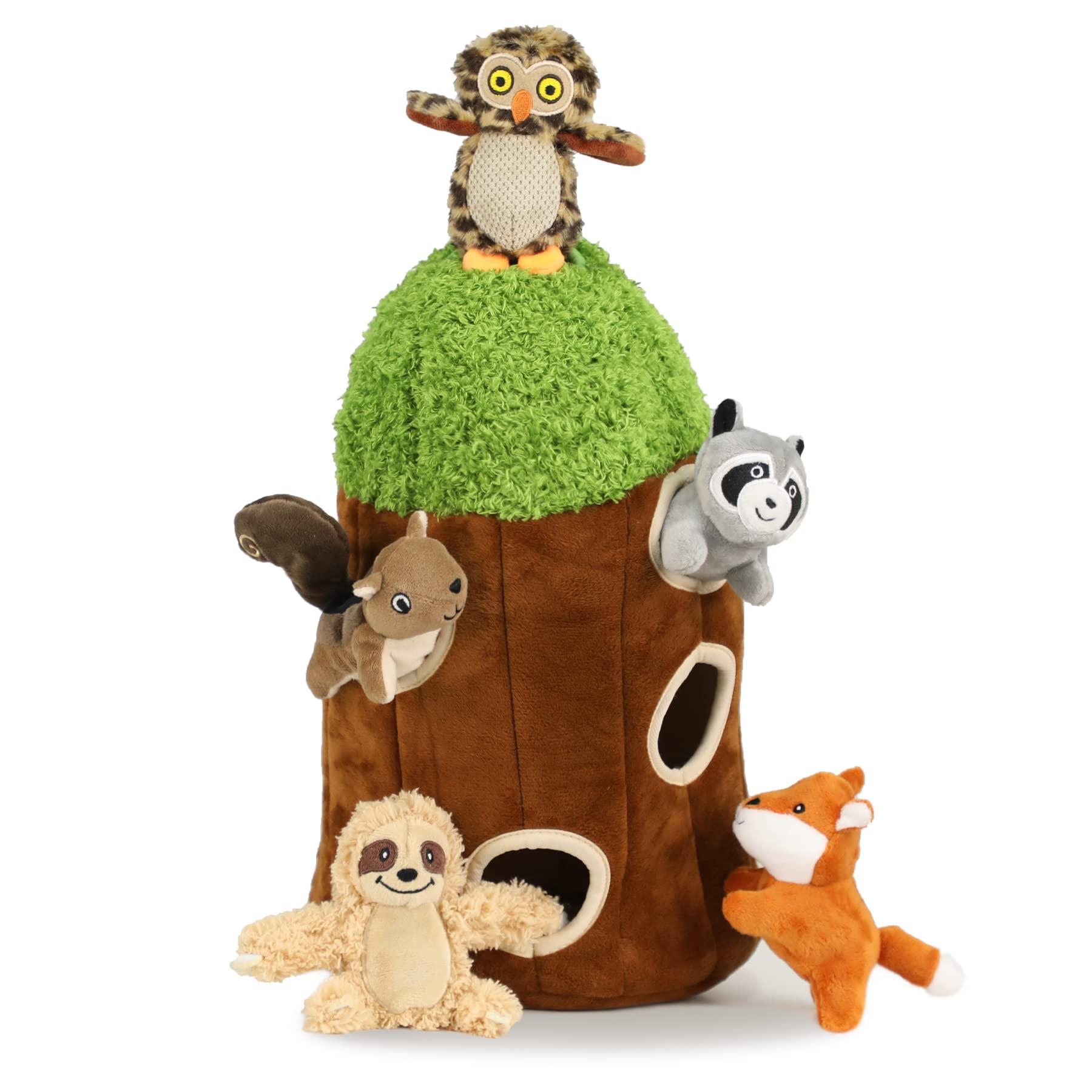 Photo 1 of **MISSING STUFFED ANIMAL**okegztoa Hide and Seek Dog Puzzle Puppy Toys, Interactive Squeaky Plush, Stuffed Toys for Dogs (Sheep, Panda, Forest Animals) (Tree Hole Mix Large)