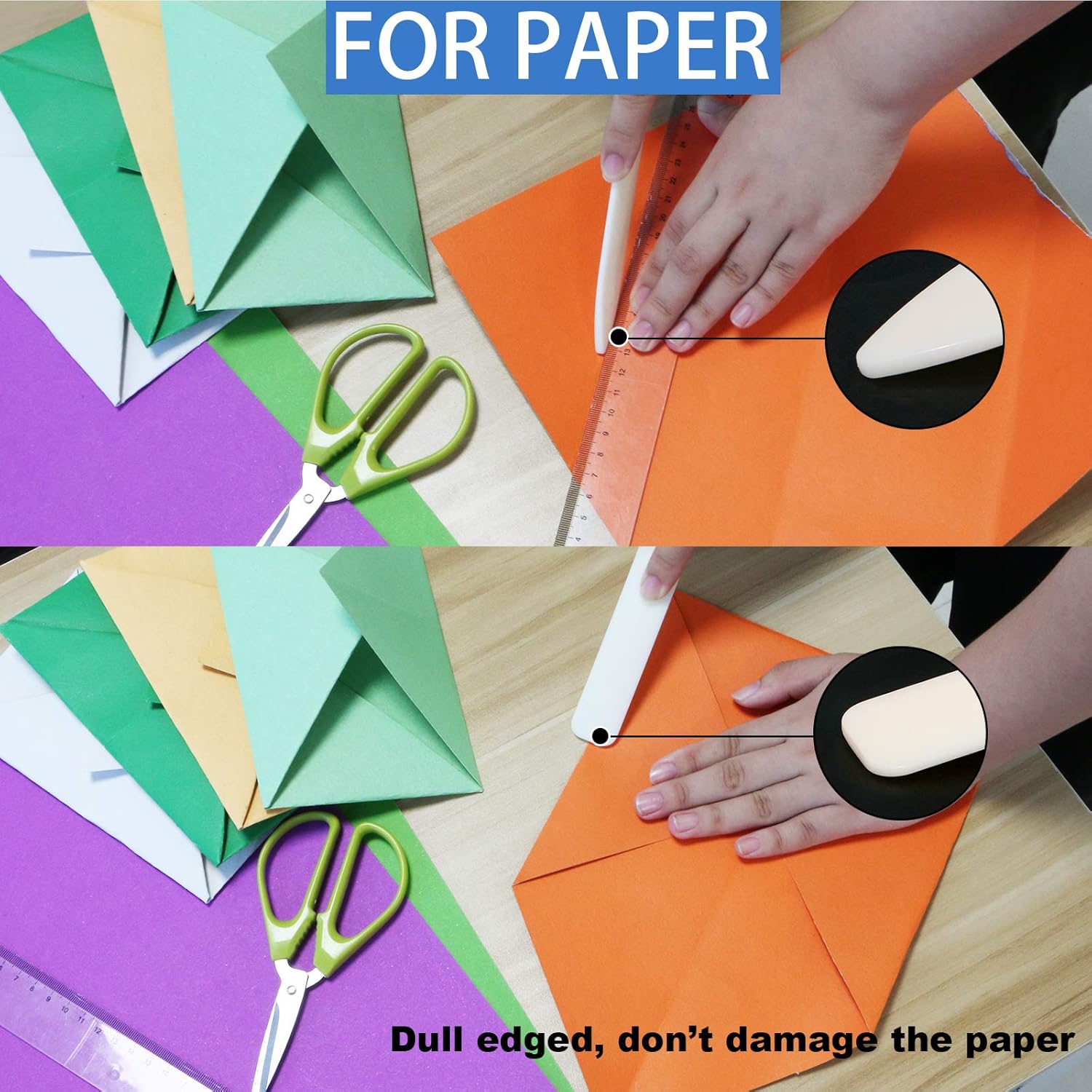 Wuaeny Premium 4PCS Bone Folder and Scoring Tool, 8IN Paper Folding Tool, Smooth Paper Creaser for DIY Handmade Paper Crafts, Card Making, Origami, Scrapbooking and Leather Burnishing Bookbinding, ABS