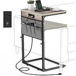 Vagusicc C Shaped End Table with Charging
