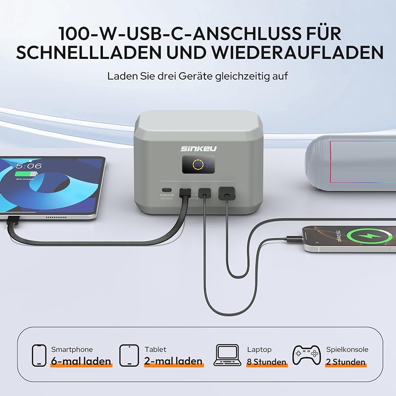 Tragbare Powerstation,96 Wh LiFePO4-Akku,USB-C 100W EIN-/Ausgang