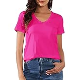 PALINDA Women's Classic Fit T Shirts Short Sleeve V Neck Casual Tee Shirt Summer Tops