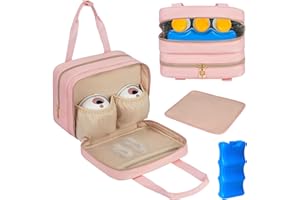 ZIOZERTT Breastmilk Cooler Travel Bag, Wearable Breast Pump Storage Bag Compatible with Momcozy/Medela/Elvie/Willow Breast Pump with Ice Pack and Waterproof Mat,Pink