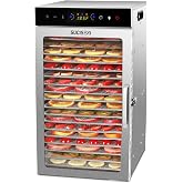 SUCISENI Food Dehydrator Machine 1000W 18 Trays Stainless Steel Commercial Food Dehydrated Dryer with 24H Timer Touch-Control LED Display, Compact Size for Home Jerky Herbs Meat Beef Fruit Vegetables