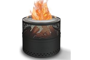 HOOYEAH Smokeless FirePit for Outside Patio,20" Stainless Steel Wood Burning Fireplaces with Removable Ash Pan Portable Storage Bag for Camping Bonfire Backyard Garden (Black)