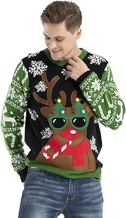 Off The Rack Mens Led Light Up Ugly Christmas Sweater Funny Novelty Xmas Pullover Sweater Top Novelty Clothing Fcteutonia05 De