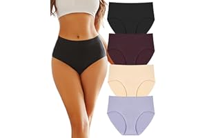FINETOO Women's High Waisted Seamless Underwear Full Coverage Brief Ladies No Show Panties Sexy Lingerie Regular&Plus Size